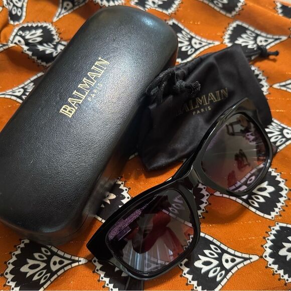 Balmain Elegant Black Sunglasses bl 2039 c01 5217 140 Cat 2 Made in France - Picture 1 of 10